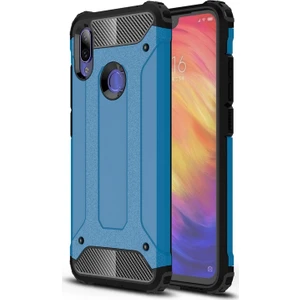 Xiaomi Redmi 7 Kapak Çift Katmanlı Zırh Tank Kılıf - Mavi