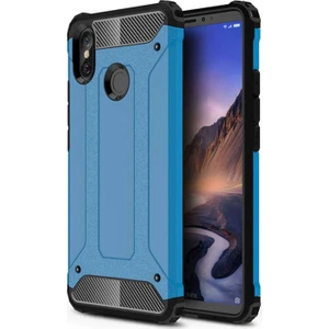 Xiaomi Mi Max 3 Kapak Çift Katmanlı Zırh Tank Kılıf - Mavi
