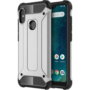 Xiaomi Mi A2 Lite Kapak Çift Katmanlı Zırh Tank Kılıf - Gri