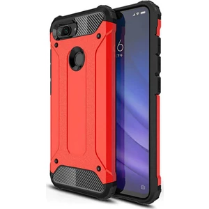 Xiaomi Mi A1 Kapak Çift Katmanlı Zırh Tank Kılıf - Kırmızı