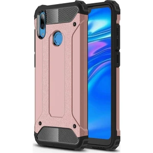 Huawei Y7 Prime 2019 Kapak Çift Katmanlı Zırh Tank Kılıf - Rose Gold