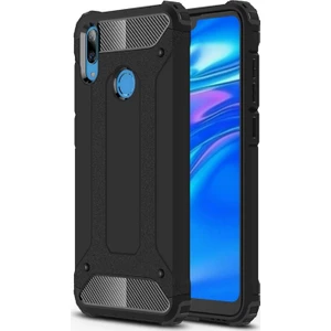 Huawei Y7 Prime 2019 Kapak Çift Katmanlı Zırh Tank Kılıf - Siyah