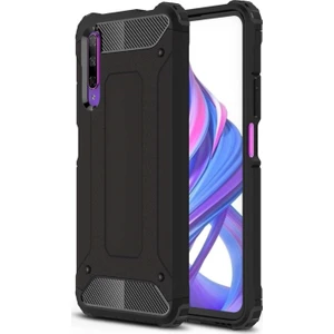 Huawei P Smart Pro 2019 Kapak Çift Katmanlı Zırh Tank Kılıf - Siyah