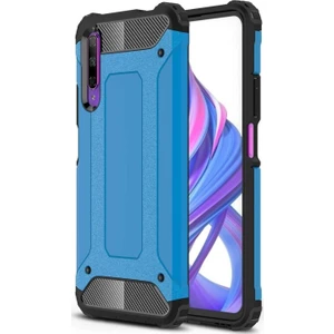 Huawei P Smart Pro 2019 Kapak Çift Katmanlı Zırh Tank Kılıf - Mavi