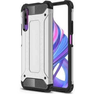 Huawei P Smart Pro 2019 Kapak Çift Katmanlı Zırh Tank Kılıf - Gri