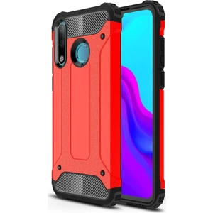 Huawei P30 Lite Kapak Çift Katmanlı Zırh Tank Kılıf - Kırmızı