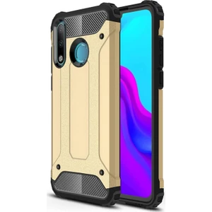 Huawei P30 Lite Kapak Çift Katmanlı Zırh Tank Kılıf - Gold