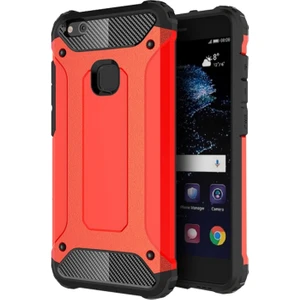 Huawei P10 Lite Kapak Çift Katmanlı Zırh Tank Kılıf - Kırmızı