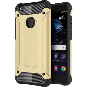 Huawei P10 Lite Kapak Çift Katmanlı Zırh Tank Kılıf - Gold