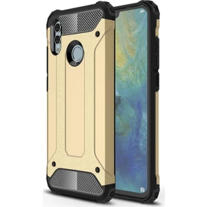 Huawei Honor 8x Kapak Çift Katmanlı Zırh Tank Kılıf - Gold