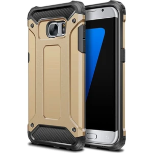 Samsung Galaxy S6 Edge Kapak Çift Katmanlı Zırh Tank Kılıf - Gold