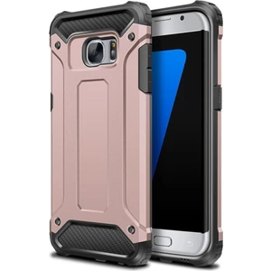 Samsung Galaxy S6 Edge Kapak Çift Katmanlı Zırh Tank Kılıf - Rose Gold