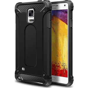Samsung Galaxy Note 4 Kapak Çift Katmanlı Zırh Tank Kılıf - Siyah