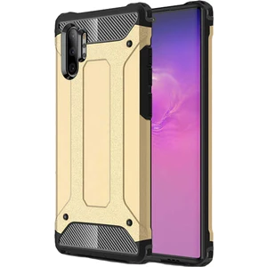 Samsung Galaxy Note 10 Plus Kapak Çift Katmanlı Zırh Tank Kılıf - Gold