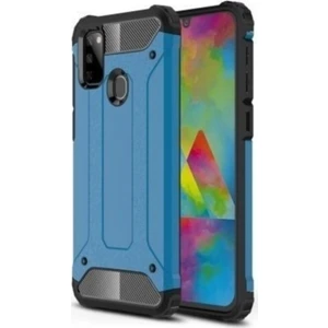 Samsung Galaxy M31 Kapak Çift Katmanlı Zırh Tank Kılıf - Mavi
