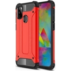 Samsung Galaxy M31 Kapak Çift Katmanlı Zırh Tank Kılıf - Kırmızı