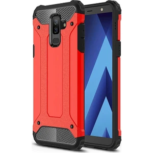 Samsung Galaxy J8 Kapak Çift Katmanlı Zırh Tank Kılıf - Kırmızı