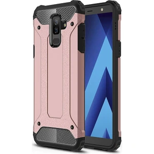 Samsung Galaxy J8 Kapak Çift Katmanlı Zırh Tank Kılıf - Rose Gold