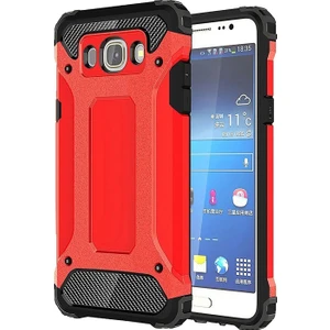 Samsung Galaxy J7 Prime Kapak Çift Katmanlı Zırh Tank Kılıf - Kırmızı