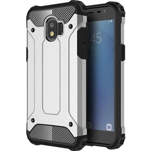 Samsung Galaxy J4 Kapak Çift Katmanlı Zırh Tank Kılıf - Gri