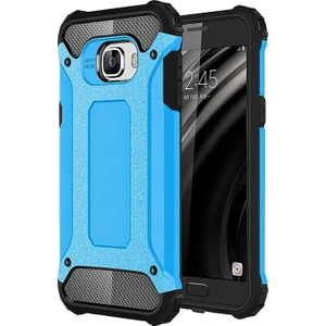 Samsung Galaxy C5 Kapak Çift Katmanlı Zırh Tank Kılıf - Mavi