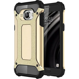 Samsung Galaxy C5 Kapak Çift Katmanlı Zırh Tank Kılıf - Gold