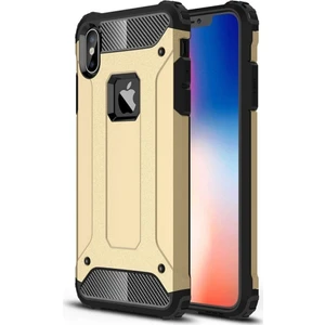 Apple iPhone XSmax Kapak Çift Katmanlı Zırh Tank Kılıf - Gold