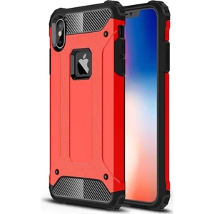 Apple iPhone XSmax Kapak Çift Katmanlı Zırh Tank Kılıf - Kırmızı