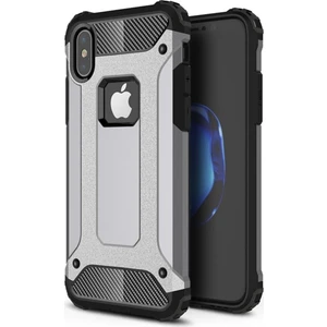 Apple iPhone X Kapak Çift Katmanlı Zırh Tank Kılıf - Gri