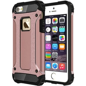 Apple iPhone 5s Kapak Çift Katmanlı Zırh Tank Kılıf - Rose Gold