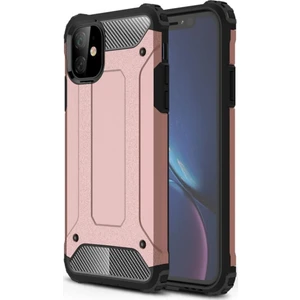 Apple iPhone 11 Kapak Çift Katmanlı Zırh Tank Kılıf - Rose Gold