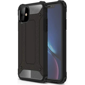 Apple iPhone 11 Kapak Çift Katmanlı Zırh Tank Kılıf - Siyah