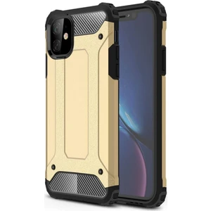 Apple iPhone 11 Kapak Çift Katmanlı Zırh Tank Kılıf - Gold