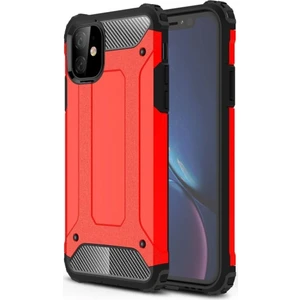 Apple iPhone 11 Kapak Çift Katmanlı Zırh Tank Kılıf - Kırmızı