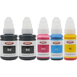 Canon G3400 G3410 G3411 G3415 Uyumlu Renkli ve Siyah Mürekkep 5'li Set
