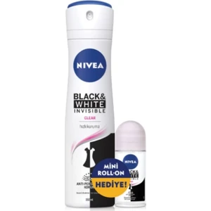 Woman Black & White Invisible Clear Deodorant + Mini Roll On