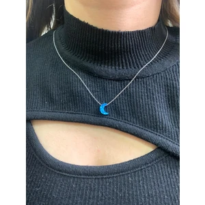 Gümüş Kanat Ay Opal 925 Ayar Gümüş Kolye