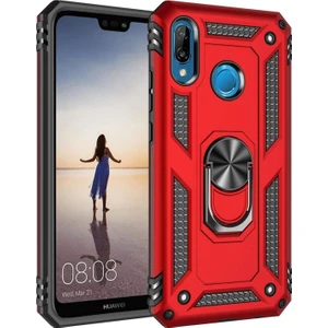 Hesaplı Dünya Huawei P20 Lite Kılıf Selfie Yüzüklü Tutuculu Iki Katmanlı Koruyucu VGA