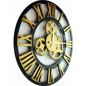 KAYRA TASARIM AHŞAP DUVAR SAATİ ANTİK GOLD ROMA 50cm