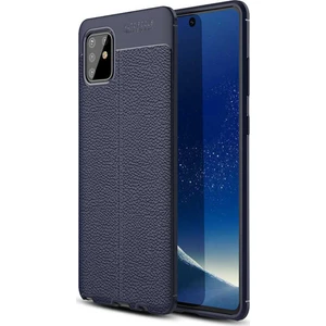 Samsung Galaxy M31S Kılıf Niss Silikon Deri Görünümlü Niss Lacivert