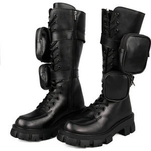 Eataly Shoes Kadın Yan Tarafından Gerçek Çantalı Fermuarlı Çizme Es000224Scc