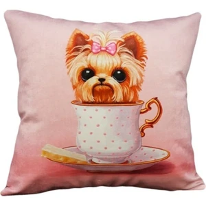 Pembe Köpek Figürlü Kırlent Kılıfı  43X43CM