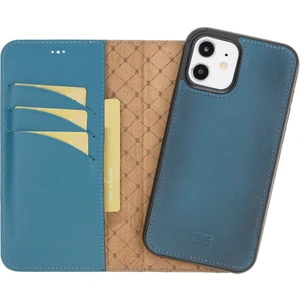 Mw Deri Telefon Kılıfı iPhone 12/12 Pro BRN4EF Mavi Rfıd