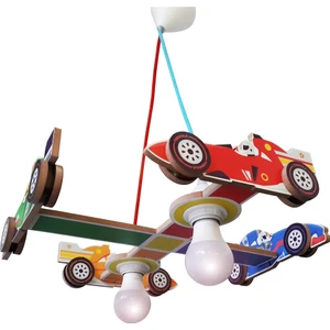 Ahşap Formula Cars Çocuk Odası Aydınlatma