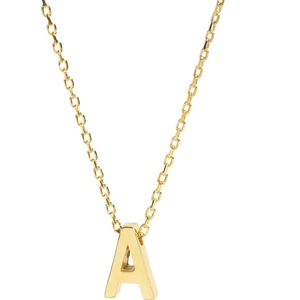 925 Ayar Gümüş Sarı Zincir A Harf Kolye