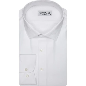 Antibakteriyel Slim Fit Armür Desenli Beyaz Erkek Gömlek