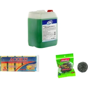 Bulaşık Deterjanı 5 Lt + Bulaşık Süngeri 5'li +Bulaşık Teli
