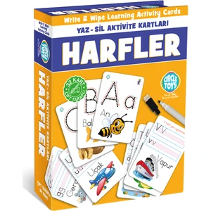Yaz Sil Eğitici Aktivite Zeka Kartları Harfler Flash Cards
