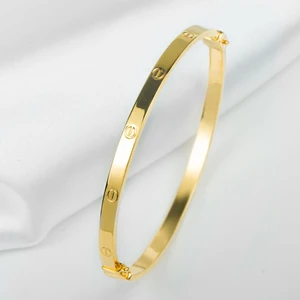 Vidalı Taşsız Kelepçe Altın Bilezik