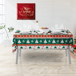 Yılbaşı Özel Tasarım Dijital Baskılı Masa Örtüsü 170 x 250 cm 6 Adet Peçete